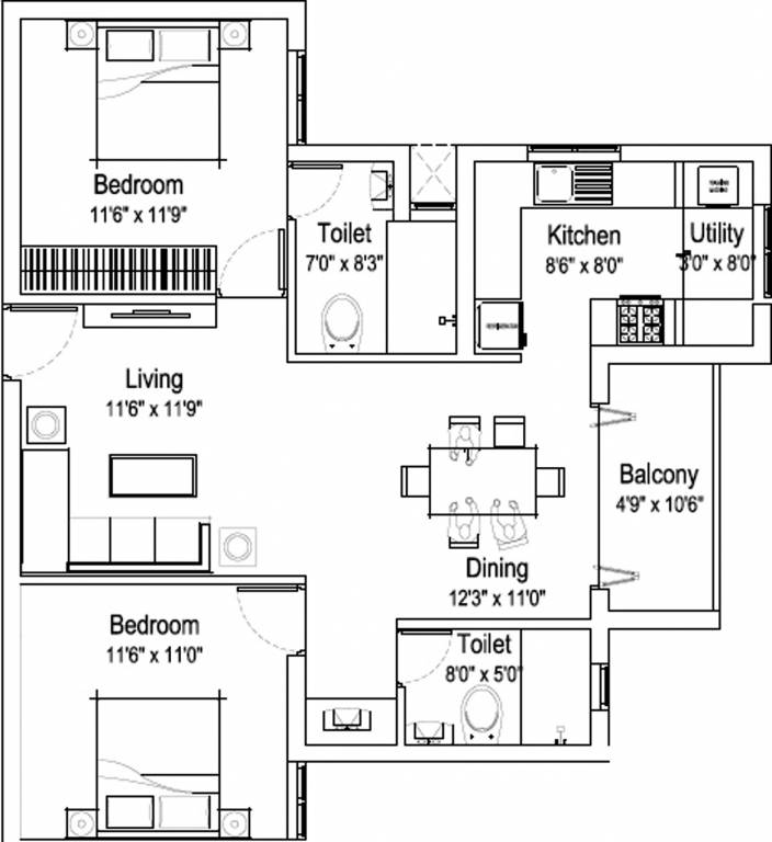 Nova Sprint (2BHK+2T (1,043 sq ft) 1043 sq ft) Nova Sprint (2BHK+2T (1,043 sq ft) 1043 sq ft)