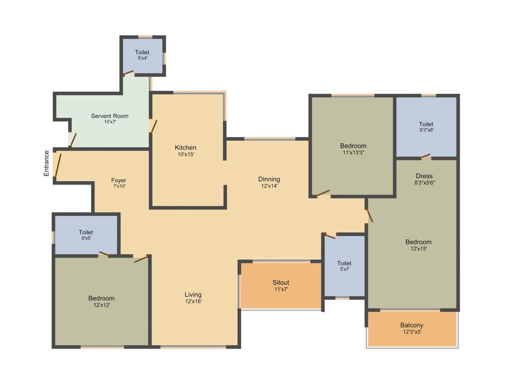 Prestige Lakeside Habitat (3BHK+3T (2,321 sq ft) + Servant Room 2321 sq ft)