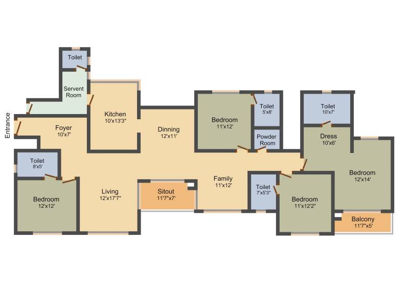 Prestige Lakeside Habitat (4BHK+5T (2,882 sq ft) + Servant Room 2882 sq ft)