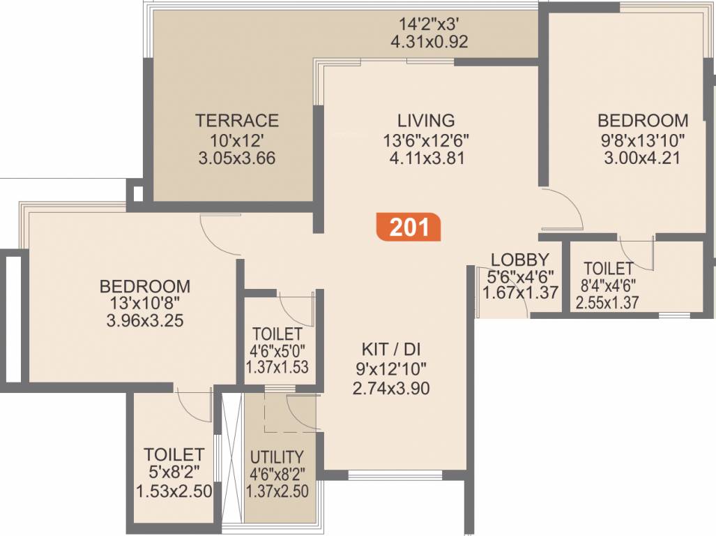 Rohan Ishan (2BHK+3T (1,236 sq ft) 1236 sq ft)