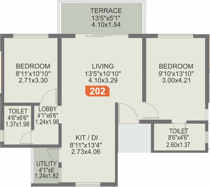 Rohan Ishan (2BHK+2T (958 sq ft) 958 sq ft)