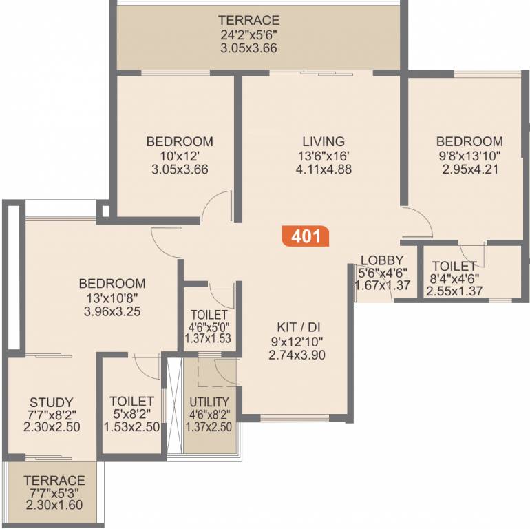 Rohan Ishan (3BHK+3T (1,574 sq ft)   Study Room 1574 sq ft)