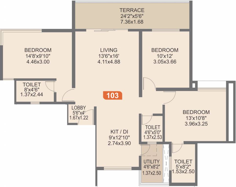Rohan Ishan (3BHK+3T (1,461 sq ft) 1461 sq ft)