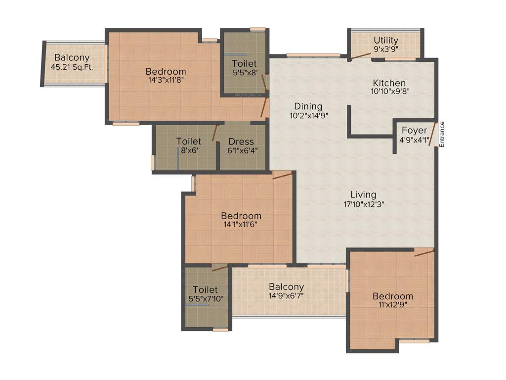 Vaswani Reserve (3BHK+3T (1,875 sq ft) 1875 sq ft)