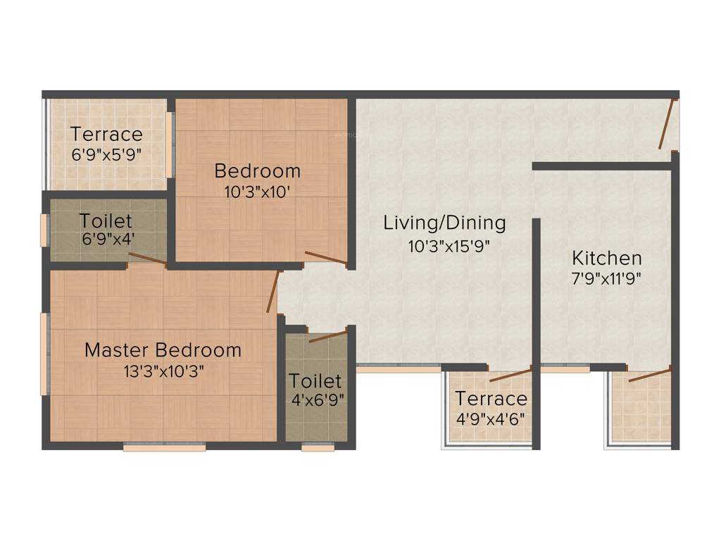 Pristine Village Residency 3 (2BHK+2T (875 sq ft) 875 sq ft)