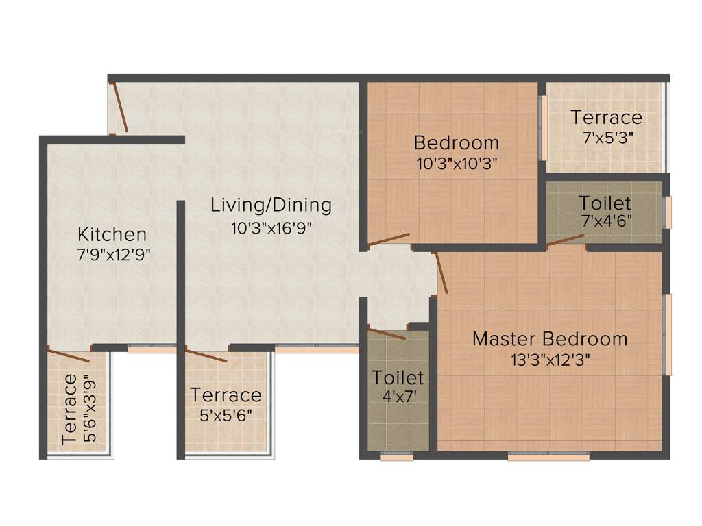 Pristine Village Residency 3 (2BHK+2T (950 sq ft) 950 sq ft)