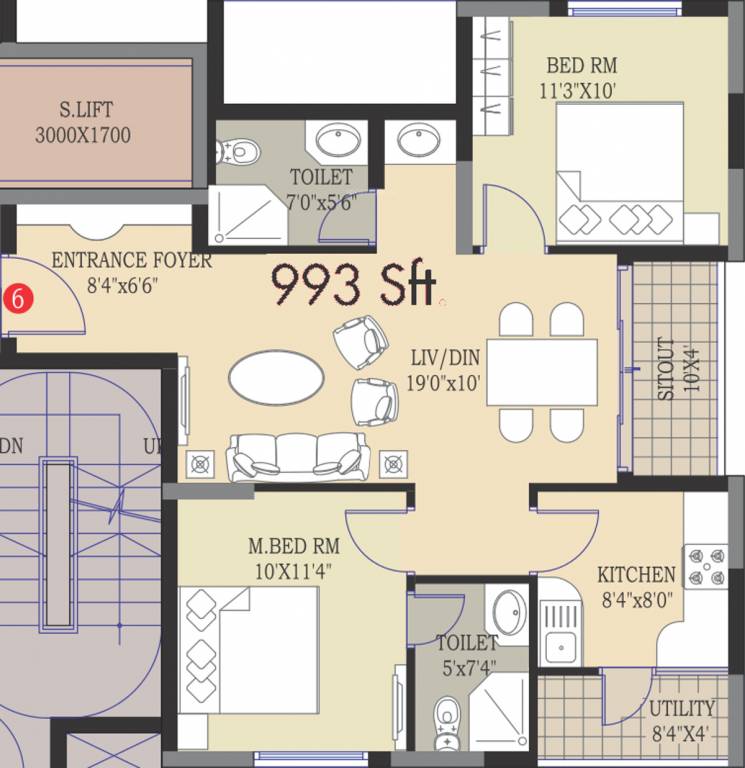 Prajay Megapolis (2BHK+2T (993 sq ft) 993 sq ft)