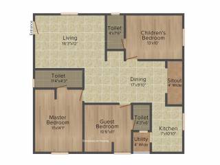 Saishakti Raj Highlands (3BHK+3T (1,450 sq ft) 1450 sq ft)