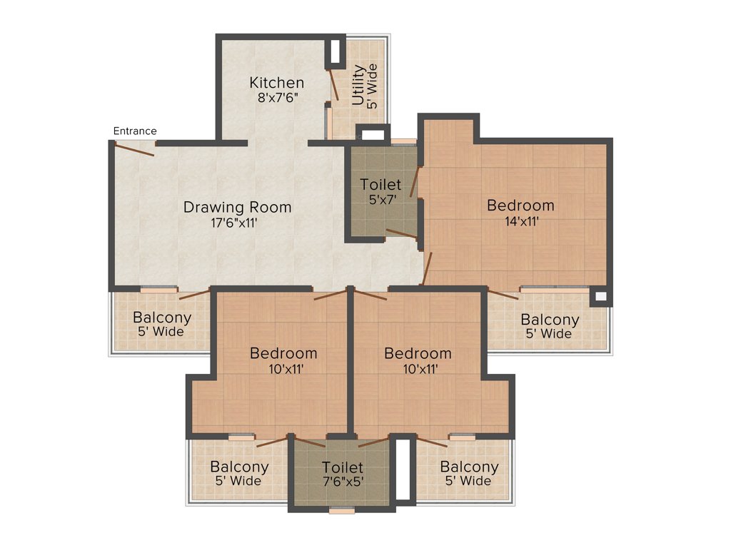 Trident Embassy (3BHK+2T (1,300 sq ft) 1300 sq ft)