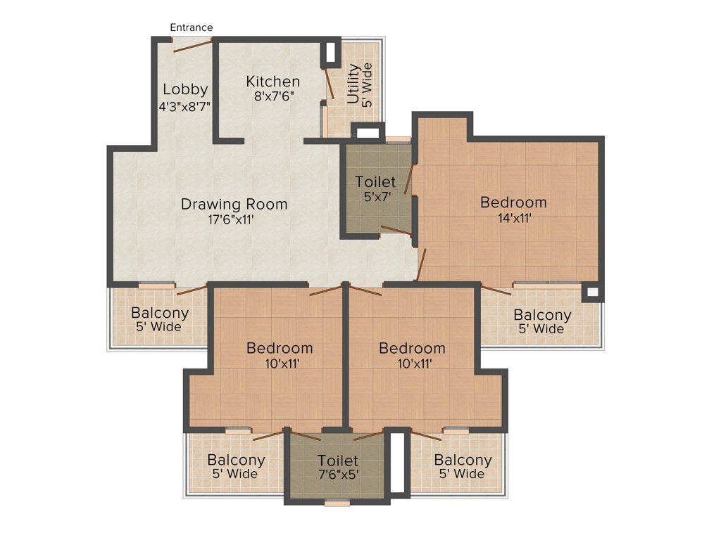 Trident Embassy (3BHK+2T (1,350 sq ft) 1350 sq ft)
