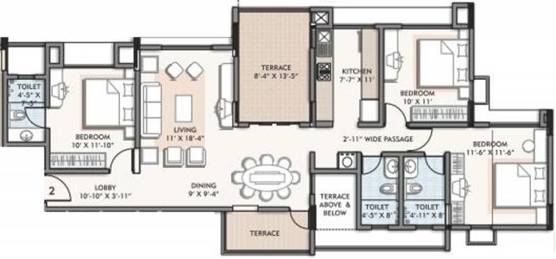 Kalpataru Splendour (3BHK+3T (1,600 sq ft) 1600 sq ft)