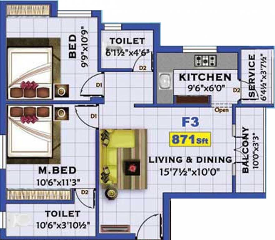 Niroopa Vijay Park (2BHK+2T (871 sq ft) 871 sq ft) Niroopa Vijay Park (2BHK+2T (871 sq ft) 871 sq ft)