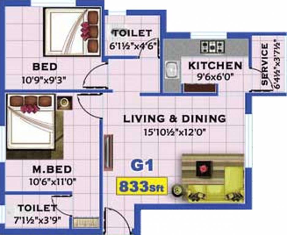 Niroopa Vijay Park (2BHK+2T (833 sq ft) 833 sq ft) Niroopa Vijay Park (2BHK+2T (833 sq ft) 833 sq ft)