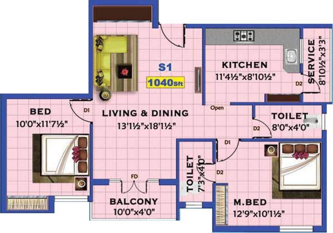 Niroopa Vijay Park (2BHK+2T (1,040 sq ft) 1040 sq ft) Niroopa Vijay Park (2BHK+2T (1,040 sq ft) 1040 sq ft)