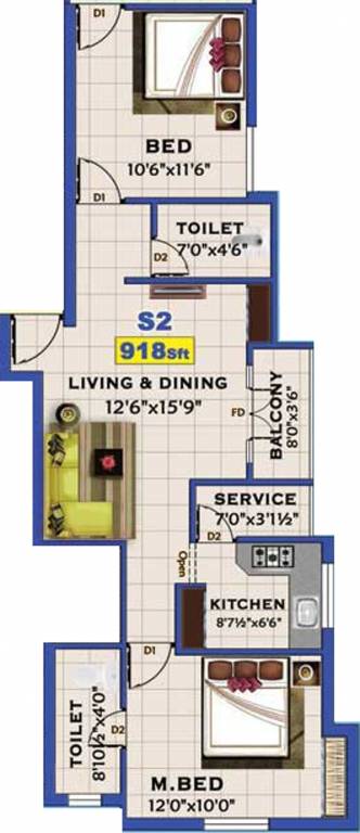 Niroopa Vijay Park (2BHK+2T (918 sq ft) 918 sq ft) Niroopa Vijay Park (2BHK+2T (918 sq ft) 918 sq ft)