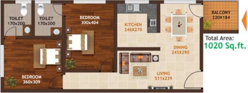 Sreepathi Home Green Apartment (2BHK+2T (1,020 sq ft) 1020 sq ft)