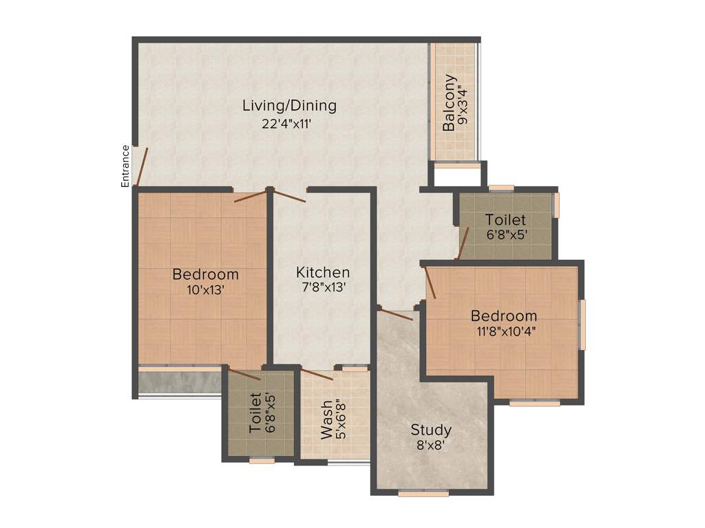 Asten Viveria (2BHK+2T (1,190 sq ft) + Study Room 1190 sq ft)