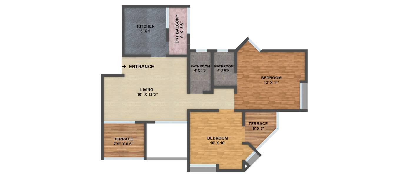 Sarthak Beaulieu (2BHK+2T (905 sq ft) 905 sq ft)