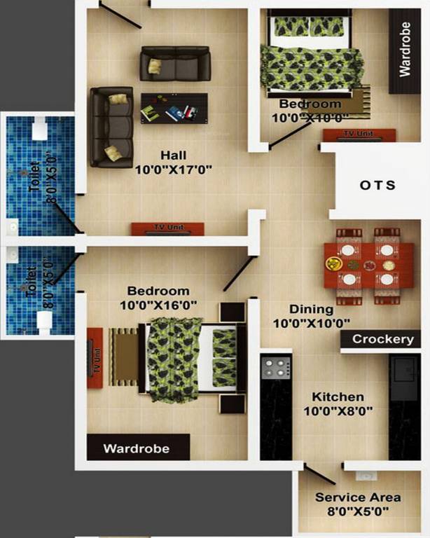 Cheran Shelters Dhivyam (2BHK+2T (1,008 sq ft) 1008 sq ft)