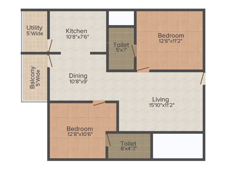 Soundarya Paradise (2BHK+2T (1,075 sq ft) 1075 sq ft)