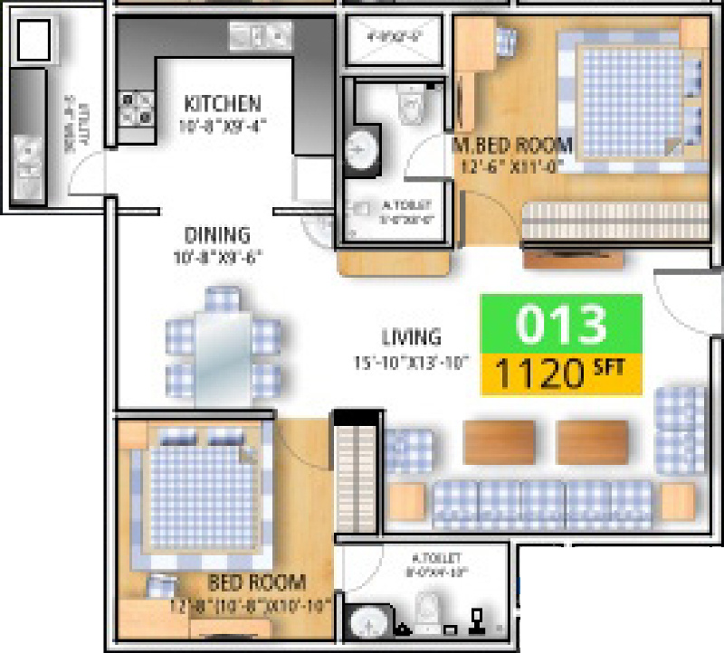 Soundarya Paradise (2BHK+2T (1,120 sq ft) 1120 sq ft)