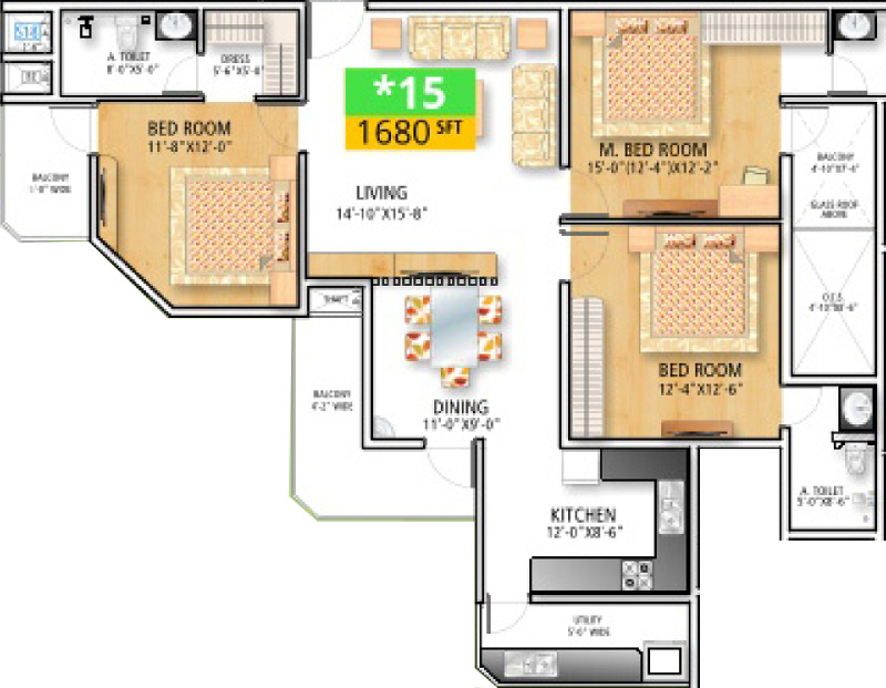 Soundarya Paradise (3BHK+2T (1,680 sq ft) 1680 sq ft)