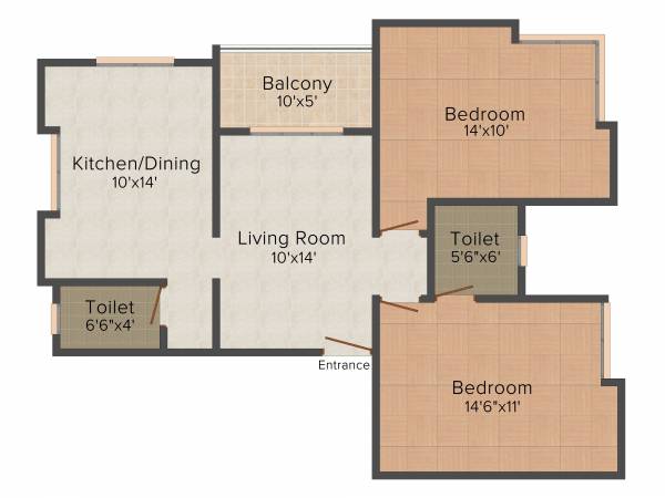 One Blessed Homes (2BHK+2T (1,026 sq ft) 1026 sq ft)