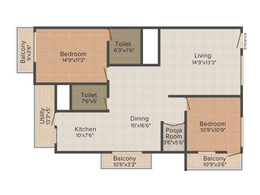 Abm Residency Apartments (2BHK+2T (1,358 sq ft) 1358 sq ft)