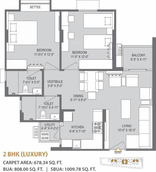 Mahima Bellevista (2BHK+2T (1,009.78 sq ft) 1009.78 sq ft)