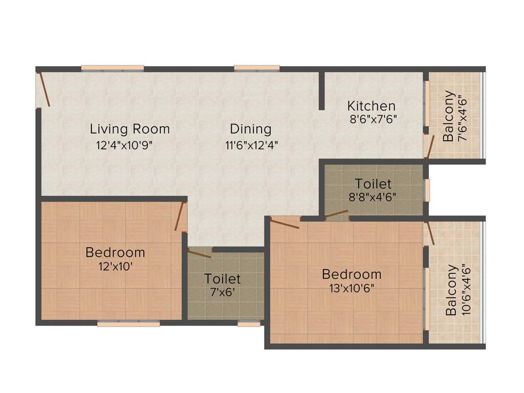 Keystone White House (2BHK+2T (1,075 sq ft) 1075 sq ft)