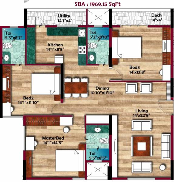 Aaryan Shriram Residency (3BHK+3T (1,969 sq ft) 1969 sq ft)