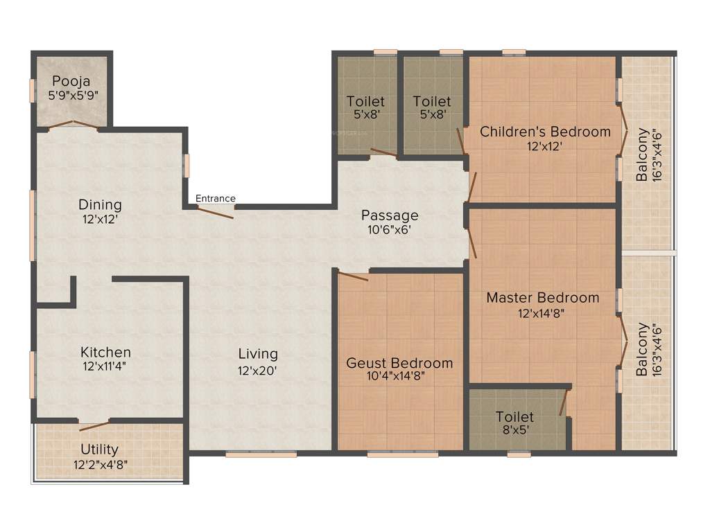 Apranje Elan (3BHK+3T (1,861 sq ft) Pooja Room 1861 sq ft)