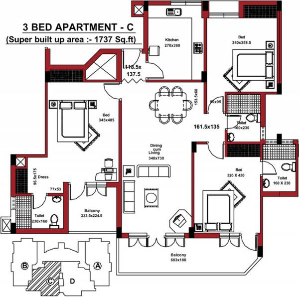 Ansal Buildwell Grand View (3BHK+3T (1,737 sq ft) 1737 sq ft)