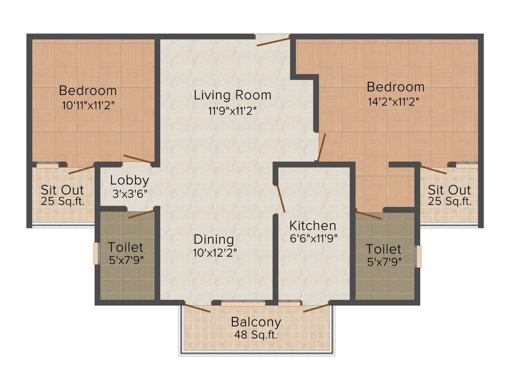 Vipul Gardens (2BHK+2T (1,242 sq ft) 1242 sq ft)