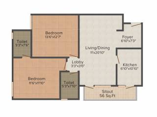 Vipul Gardens (2BHK+2T (1,235 sq ft) 1235 sq ft) Vipul Gardens (2BHK+2T (1,235 sq ft) 1235 sq ft)