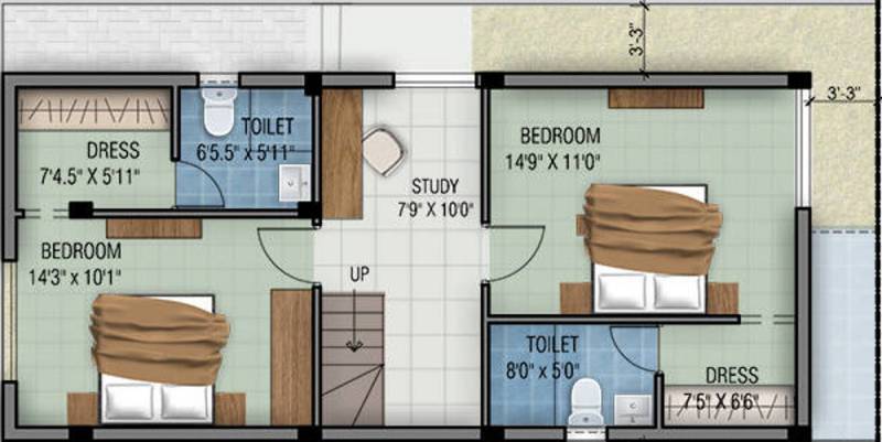 Fairyland Sai Amarantha (3BHK+3T (1,620 sq ft)   Study Room 1620 sq ft)