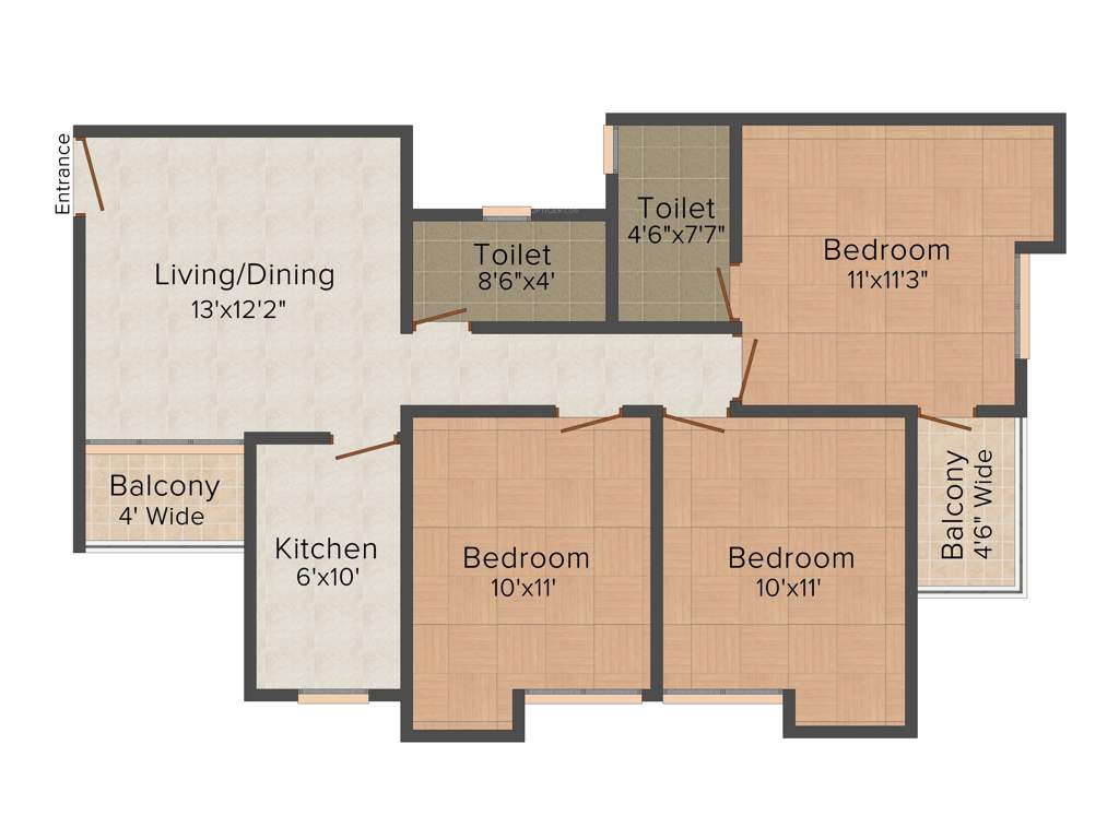 Magnolia Vardaan (3BHK+2T (1,143 sq ft) 1143 sq ft)