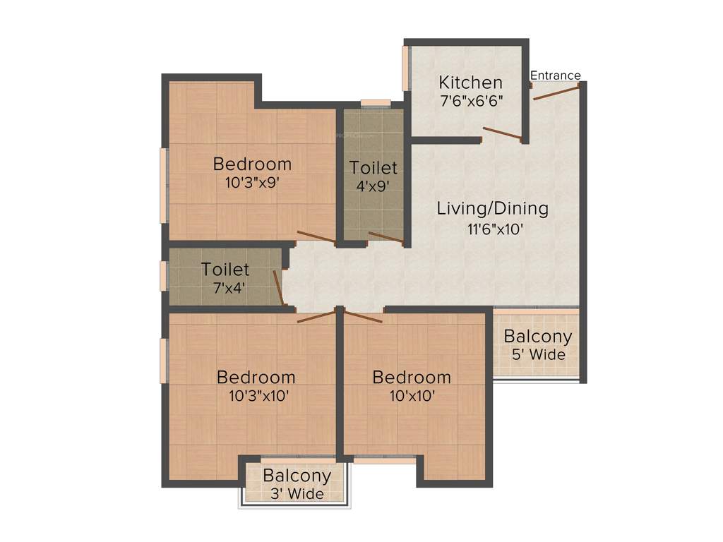 Magnolia Vardaan (3BHK+2T (988 sq ft) 988 sq ft)