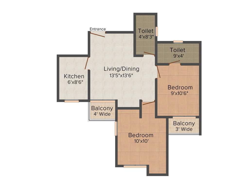 Magnolia Vardaan (2BHK+2T (829 sq ft) 829 sq ft)
