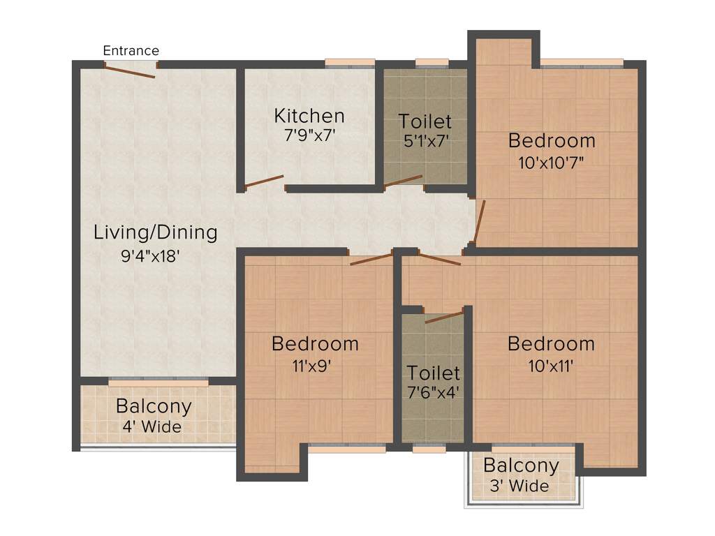 Magnolia Vardaan (3BHK+2T (1,116 sq ft) 1116 sq ft)