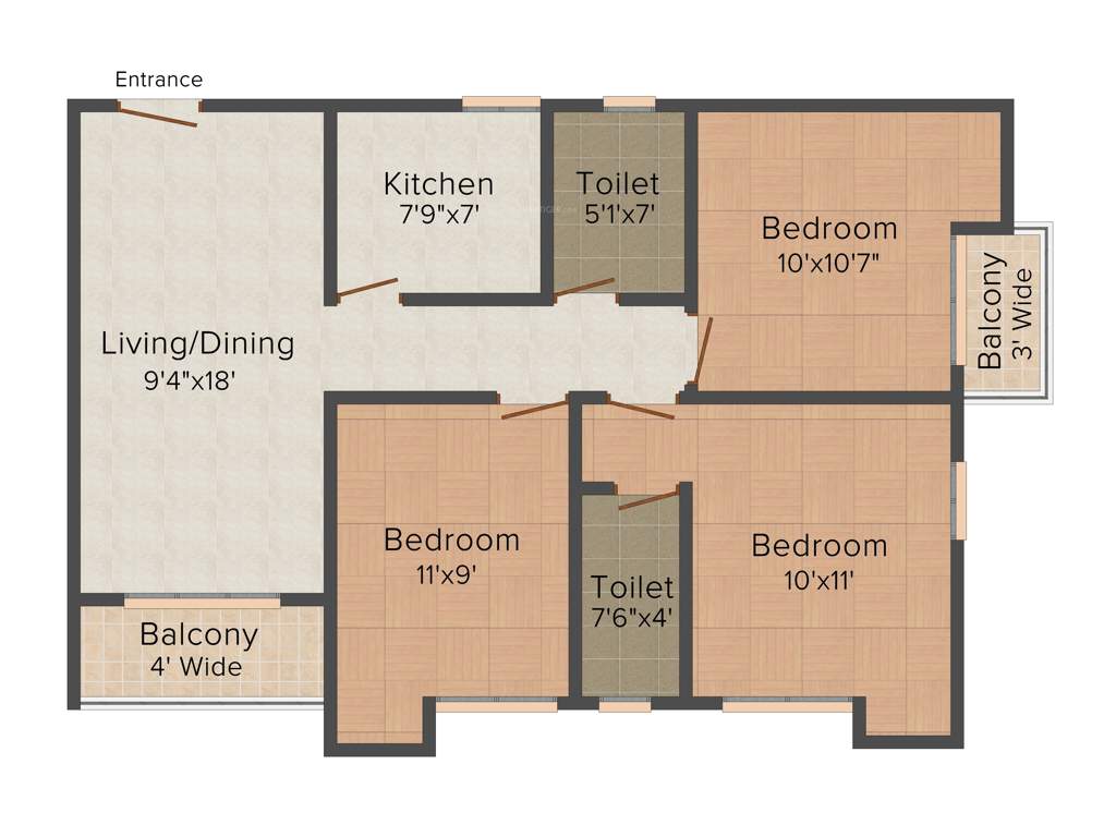 Magnolia Vardaan (3BHK+2T (1,119 sq ft) 1119 sq ft)