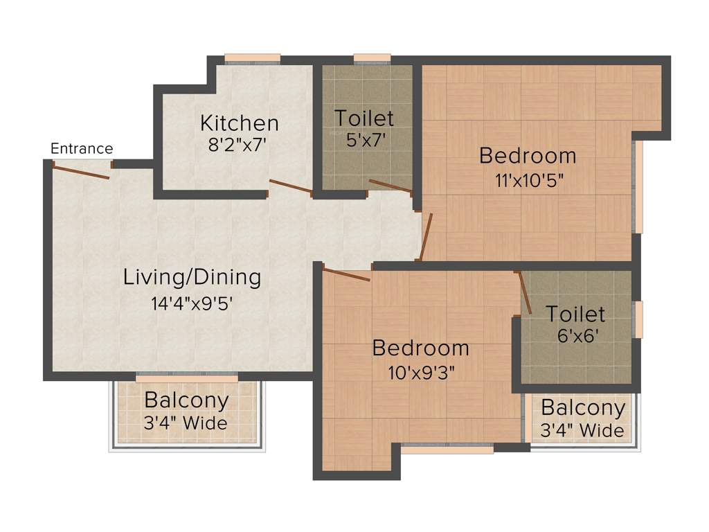 Magnolia Vardaan (2BHK+2T (847 sq ft) 847 sq ft)