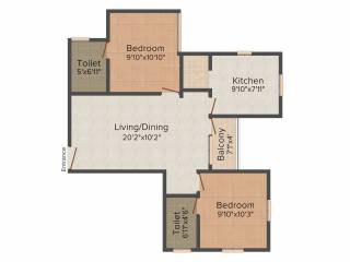 Kalyan Opal (2BHK+2T (926 sq ft) 926 sq ft) Kalyan Opal (2BHK+2T (926 sq ft) 926 sq ft)