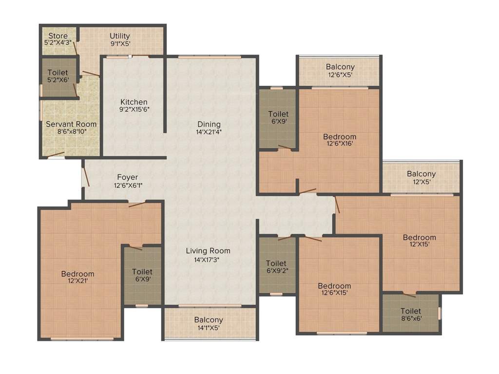 SNN Raj Spiritua (4BHK+4T (3,335 sq ft)   Servant Room 3335 sq ft)