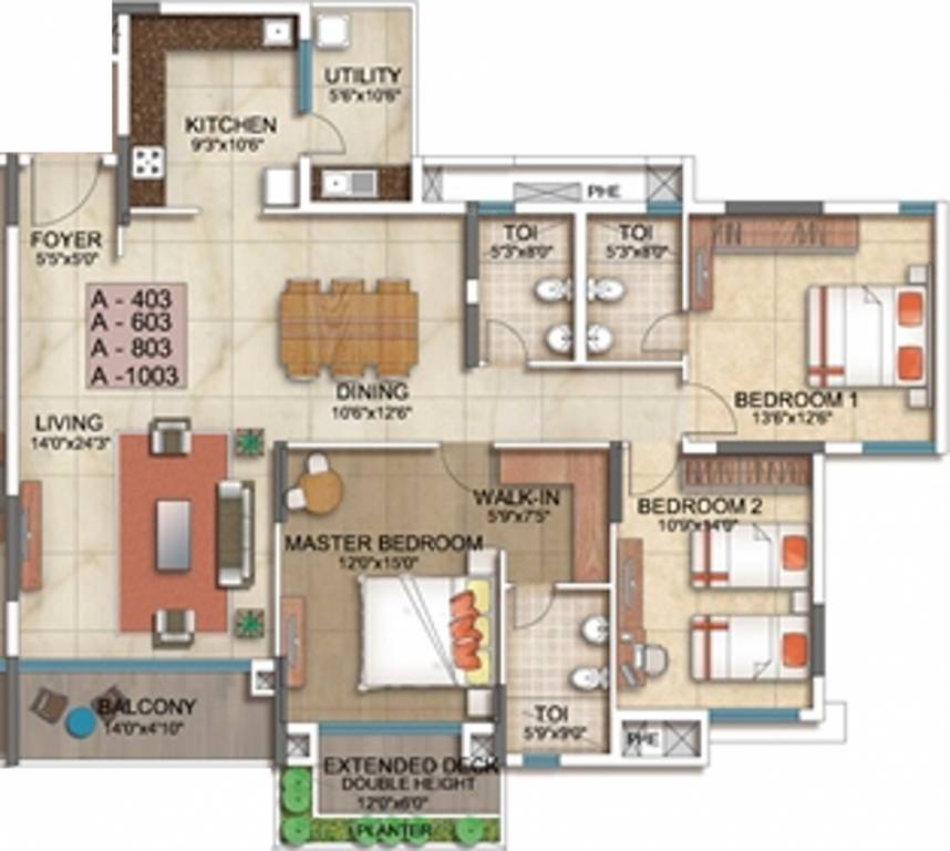 The Address The Five Summits (3BHK+3T (2,052 sq ft) 2052 sq ft)