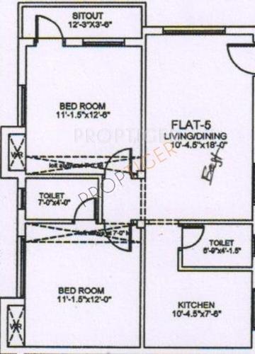 Palace Sai Nandhini (2BHK+2T (826 sq ft) 826 sq ft)