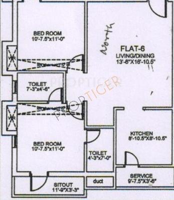 Palace Sai Nandhini (2BHK+2T (965 sq ft) 965 sq ft)