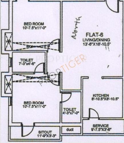 Palace Sai Nandhini (2BHK+2T (965 sq ft) 965 sq ft)