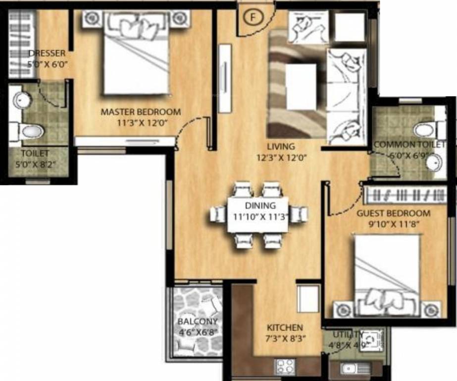 Rakindo Orchids (2BHK+2T (977 sq ft) 977 sq ft) Rakindo Orchids (2BHK+2T (977 sq ft) 977 sq ft)