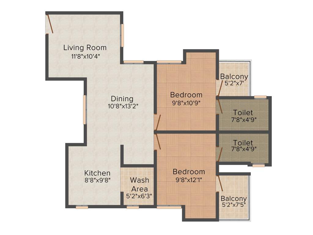 Desai DD Diamond Valley (2BHK+2T (1,181 sq ft) 1181 sq ft)